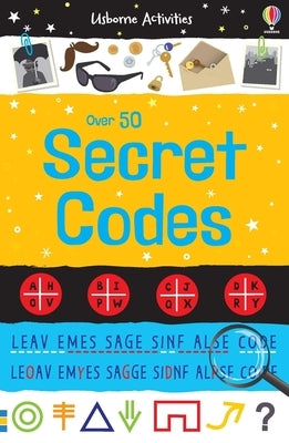 Paperback of "Over 50 Secret Codes" by Usborne Books featuring colorful cover with secret code illustrations.