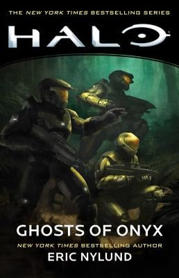 Paperback of Halo: Ghosts of Onyx by Gallery Books, showing the book cover with dark and mysterious artwork.