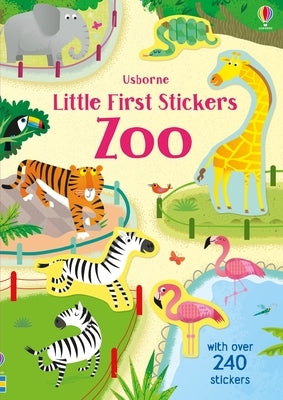 Little First Stickers Zoo paperback by Usborne Books featuring colorful animal stickers for young children.