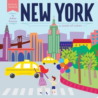 Children's board book titled "New York: A Book of Colors" by Penguin Workshop, featuring colorful illustrations of New York City scenes.