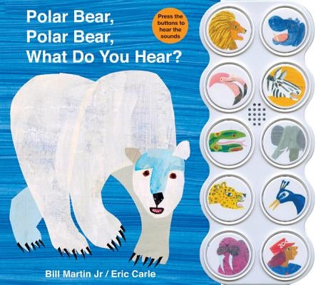 Polar Bear board book from Priddy Books US featuring colorful illustrations of polar bears and sounds for children.