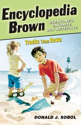 Paperback of Encyclopedia Brown Tracks Them Down by Puffin Books, featuring the book cover with colorful illustrations.