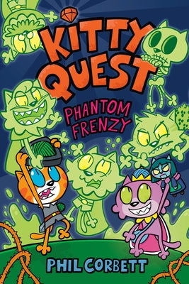 Paperback of Kitty Quest: Phantom Frenzy graphic novel by Razorbill, featuring colorful illustrated cover with feline characters.
