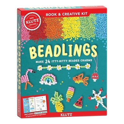 Beadlings make 24 tiny beaded charms with Klutz craft kit, featuring colorful beads and string for creative jewelry projects.