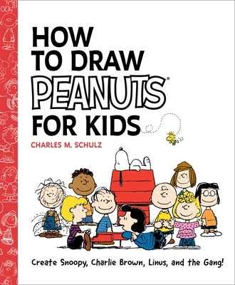 Paperback book titled "How to Draw Peanuts" by Running Press Kids, featuring illustrations of Snoopy, Charlie Brown, Linus, and the Peanuts gang.
