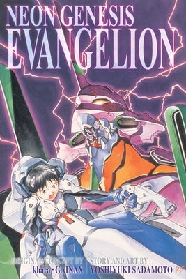 Paperback of Neon Genesis Evangelion 3-In-1 Edition, Vol. 1 by Viz Media showing colorful cover art and spine.