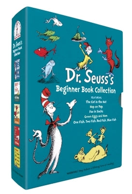 Dr. Seuss Beginner Book Boxed Set with colorful covers of The Cat in the Hat, Green Eggs and Ham, and more, by Random House.