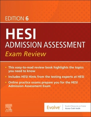 Paperback Admission Assessment Exam Review by Elsevier showing a close-up of the book cover and title.