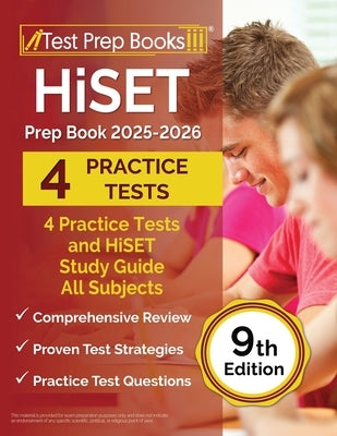 Paperback HiSET Prep Book 2025-2026 by Test Prep Books with practice tests and study guide for all subjects.