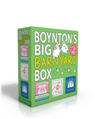 Boynton's Big Barnyard Boxed Set featuring colorful board books with animals, including Perfect Piggies, Fifteen Animals, and Barnyard Dance.