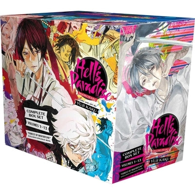 Hell's Paradise Jigokuraku complete box set of 13 paperback volumes by Viz Media, featuring colorful cover art.