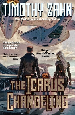 Cover of The Icarus Changeling mass market paperbound book by Baen, featuring an illustrated scene with a futuristic landscape.