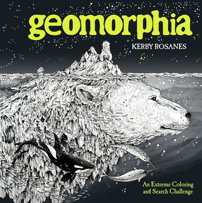 Paperback "Geomorphia: An Extreme Coloring and Search Challenge" book by Plume Books with intricate geometric illustrations.
