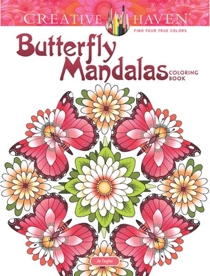 Paperback Butterfly Mandalas Coloring Book by Dover Publications featuring intricate butterfly and mandala designs for coloring.