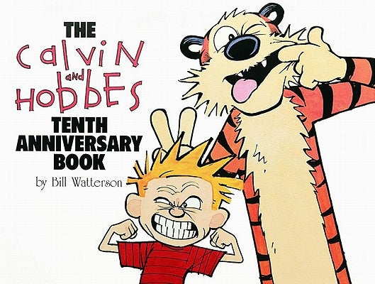 Paperback of The Calvin and Hobbes Tenth Anniversary Book Volume 13 by Andrews McMeel Publishing, featuring colorful comic strip pages.