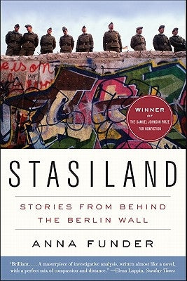 Paperback of Stasiland: Stories from Behind the Berlin Wall by Harper Perennial, featuring a cover image with historical Berlin Wall scenes.