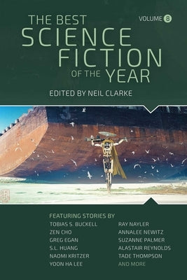 Paperback of The Best Science Fiction of the Year: Volume Eight by Night Shade Books, featuring a cover with futuristic artwork.