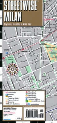 Folded Michelin Travel Publications Streetwise Milan map showing city center streets and landmarks in Milan, Italy.