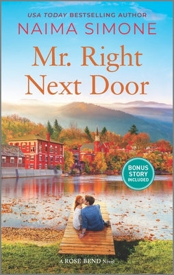Cover of the mass market paperbound novel "Mr. Right Next Door" by Hqn, featuring a romantic scene with warm tones.