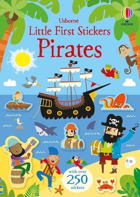 Paperback Little First Stickers Pirates book by Usborne Books with colorful pirate-themed sticker pages.