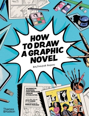Paperback book titled "How to Draw a Graphic Novel" by Thames & Hudson, showing the cover with illustrated graphic art.