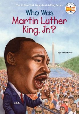 Paperback book titled "Who Was Martin Luther King, Jr." by Penguin Young Readers Group, showing the cover with a photo of Martin Luther King Jr.