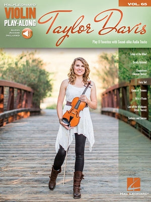Violin Play-Along Volume 65 by Taylor Davis, featuring sheet music and access code, published by Hal Leonard Publishing.