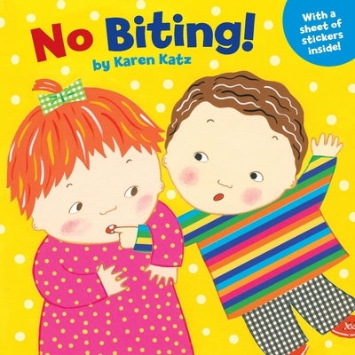 Paperback "No Biting!" book by Grosset & Dunlap with colorful stickers on the cover, designed for children.