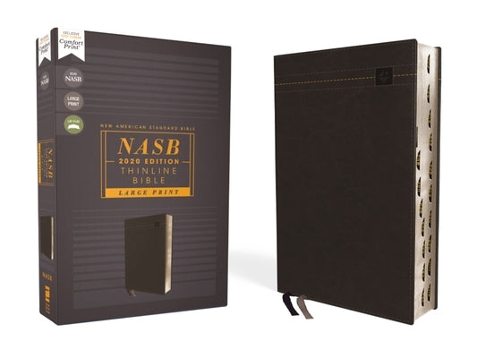 Zondervan Thinline Bible in black Leathersoft with red letter text, large print, thumb indexed, comfort print, and 2020 text edition