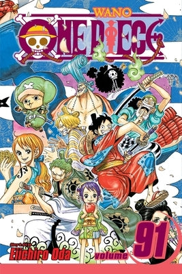 Paperback of One Piece, Vol. 91 by Viz Media featuring colorful manga cover art with characters from the series.
