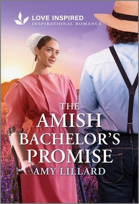 Cover of The Amish Bachelor's Promise by Love Inspired, mass market paperback featuring a romantic Amish countryside scene.