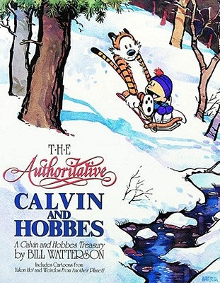 Paperback copy of The Authoritative Calvin and Hobbes Treasury Volume 2 by Andrews McMeel Publishing, featuring Calvin and Hobbes on the cover.