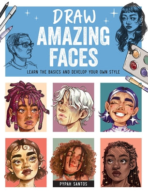 Paperback book titled "Draw Amazing Faces" by Quarry Books, featuring cover art demonstrating facial sketches and drawing techniques.
