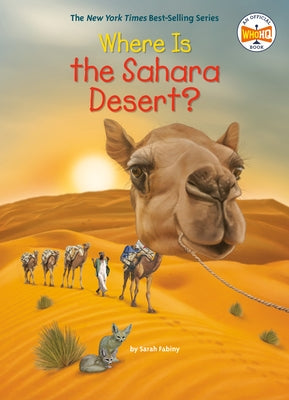 Paperback book titled "Where Is the Sahara Desert?" from Penguin Workshop, featuring an illustrated cover showing desert scenery.