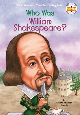 Paperback of "Who Was William Shakespeare?" by Penguin Workshop, featuring a colorful cover with Shakespeare's portrait and historical illustrations.