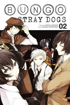 Paperback copy of Bungo Stray Dogs Vol. 2 manga by Yen Press featuring cover art with characters from the series.