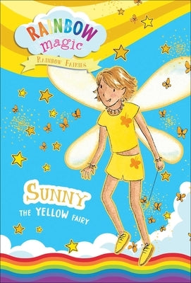 Paperback of Rainbow Magic Rainbow Fairies Book #3 featuring Sunny the Yellow Fairy, with colorful fairy illustrations on the cover.