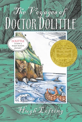 Paperback copy of The Voyages of Doctor Dolittle by Yearling Books, showing the book cover with colorful illustrations.