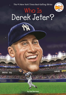 Paperback book titled "Who Is Derek Jeter?" by Penguin Workshop, with cover illustration featuring Derek Jeter in baseball attire.