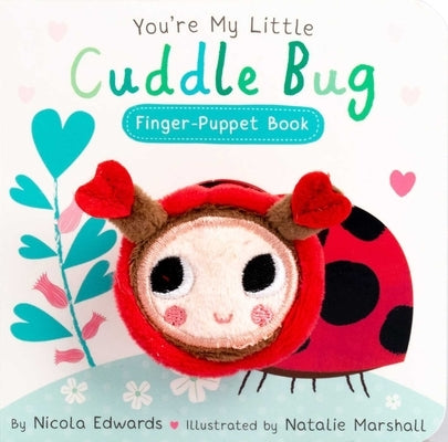 Colorful board book titled "You're My Little Cuddle Bug Finger Puppet Book" by Silver Dolphin Books, featuring adorable bug illustrations.