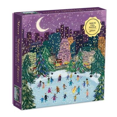 Merry Moonlight Skaters 500 Piece Foil Puzzle Other Galison