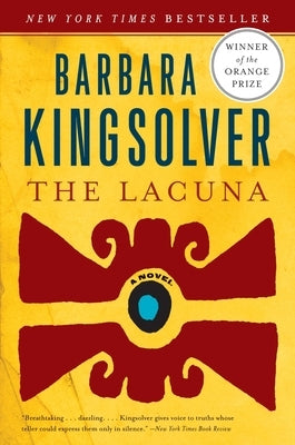 The Lacuna paperback book by Harper Perennial featuring a cover design with artistic illustrations and the title prominently displayed.