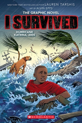 Paperback of "I Survived Hurricane Katrina, 2005" graphic novel from Graphix, featuring colorful cover art depicting storm imagery.