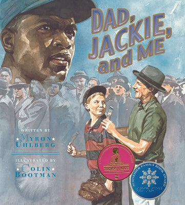 Paperback of "Dad, Jackie, and Me" by Peachtree Publishers featuring the book cover with colorful illustrations.