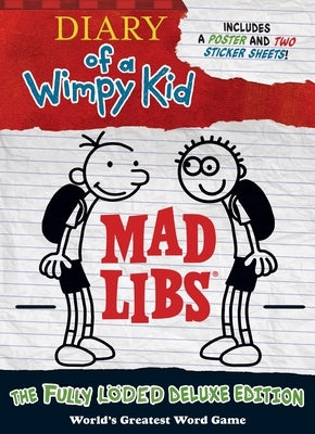 Paperback Diary of a Wimpy Kid Mad Libs Fully Löded Deluxe Edition with colorful cover and playful illustrations.