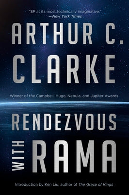 Paperback of Rendezvous with Rama by Harper Voyager, featuring the book cover with space-themed artwork and title.