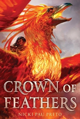 Paperback copy of Crown of Feathers by Margaret K. McElderry Books, featuring a colorful, illustrated cover with feathers and fantasy artwork.