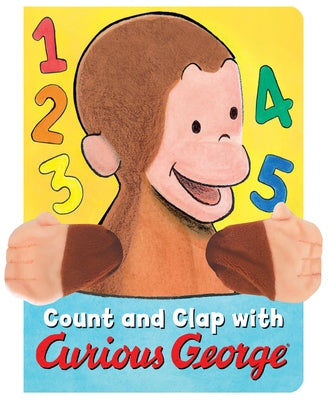 Count and Clap with Curious George finger puppet book, a Clarion Books paperback featuring colorful illustrations and a Curious George puppet.