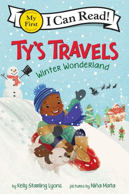 Cover of HarperCollins paperback book "Ty's Travels: Winter Wonderland" featuring a festive winter scene with children and snow.