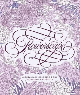 Flowerscape botanical coloring book by Page Street Publishing, showing detailed flower illustrations on the paperback cover.